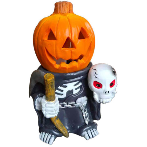 Lanterne Citrouille Chevalier Résine Décor Halloween Jardin Luminaire Table Chevet Enfant