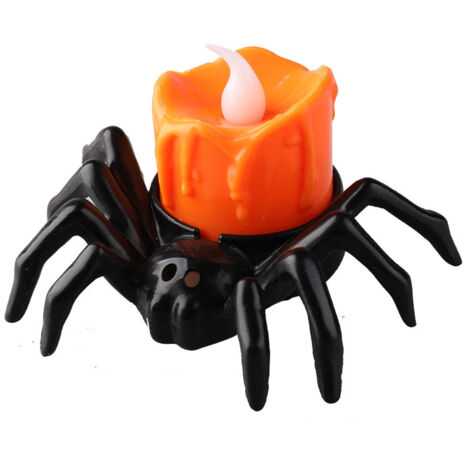 Lanterne citrouille d'halloween, accessoires de décoration d'ambiance, bougie électronique LED, lumière araignée, décoration nocturne, 2 paquets