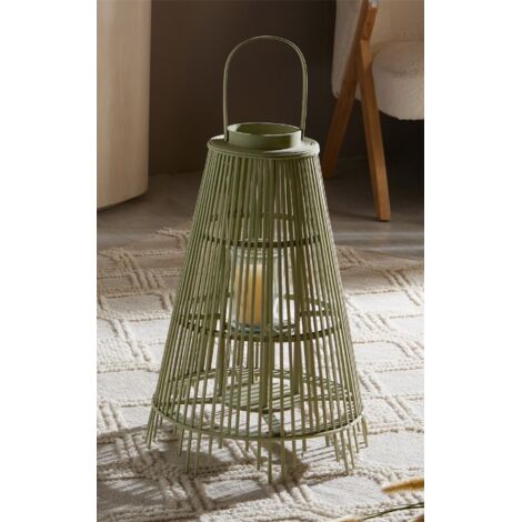 Lanterne conique verte à lamelles 59 cm. 41Dx59 cm