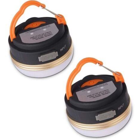 Lanterne de Camping [2 Pack] lumières de Tente Rechargeable Batterie, Résistant à l'Eau, Base Magnétique, 3 Modes d'Éclairage avec Câble USB pour Camping,Travaux,Chasse,Tente, Pêche,Randonnée--