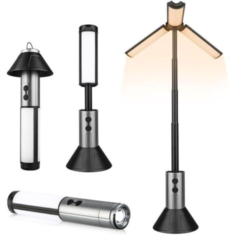 Lanterne de Camping Lanterne de Camping Télescopique 3000mah Lanternes Multifonctions LED Rechargeables avec Crochet 3 Modèles de Lampe de Poche pour le Camping, La Randonnée