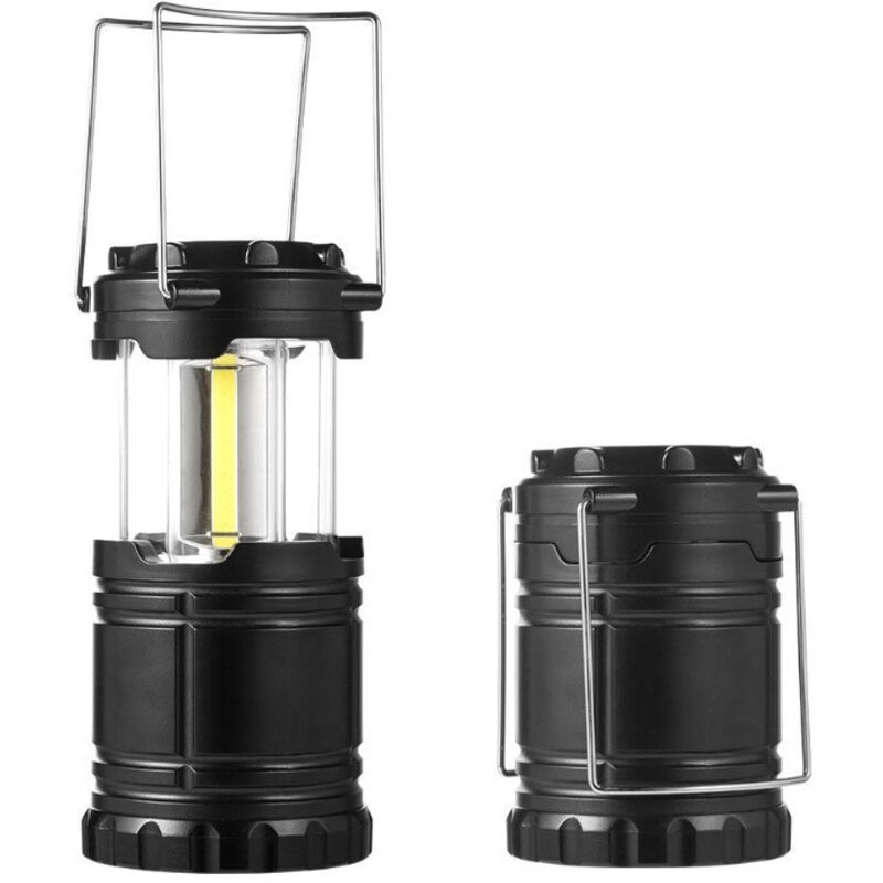Jalleria - Lanterne de camping, lanterne suspendue pliable et portable, indispensable pour la maison et l'extérieur, noire, 8,5 x 17,2 cm