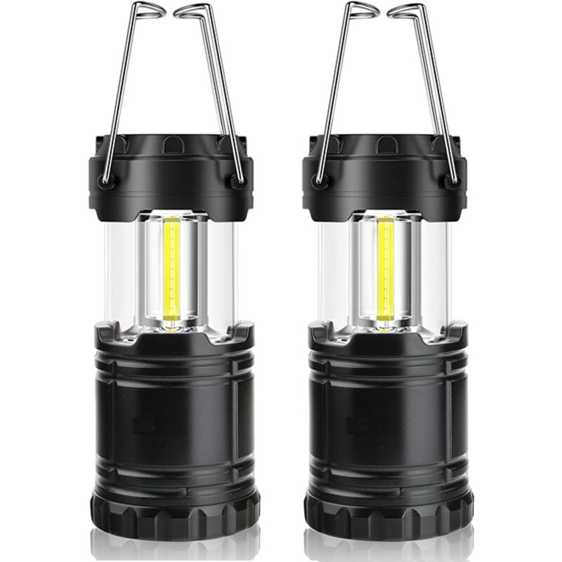 Lanterne de Camping à Led, 350lm Lampe de Camping Portable avec Poignées en Métal, Pour Tente Camping Randonnée Pêche Grotte Etc, 2pcs