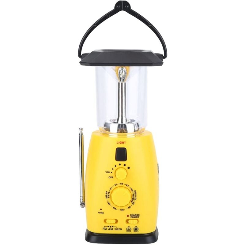 Aougo - Lanterne De Camping à led, Lanterne Rechargeable Solaire, Lampe De Poche à Manivelle avec Radio am/fm pour Le Camping, TempÊTe, Panne De