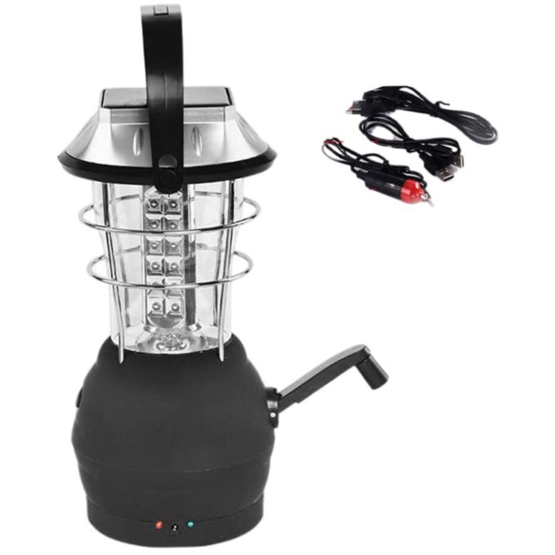Lanterne de camping à led pour ouragan, urgence, tempête, lampe de tente à manivelle d'urgence rechargeable usb