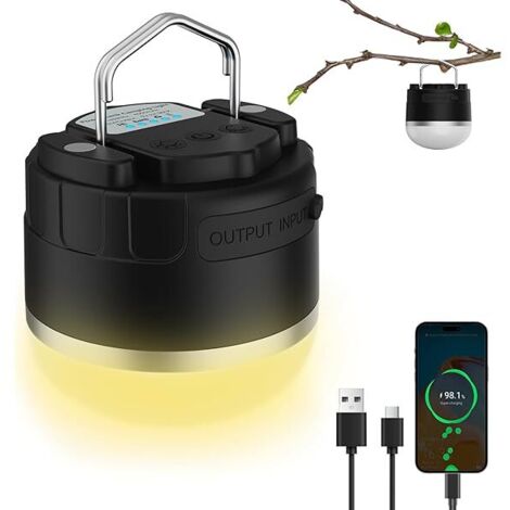 Lanterne De Camping Led Rechargeable - 1000 Lm - 4 Modes D'éclairage - Batterie Intégrée 4000 Maha - Étanche Ip5 - Pour Camping Randonnée Secours