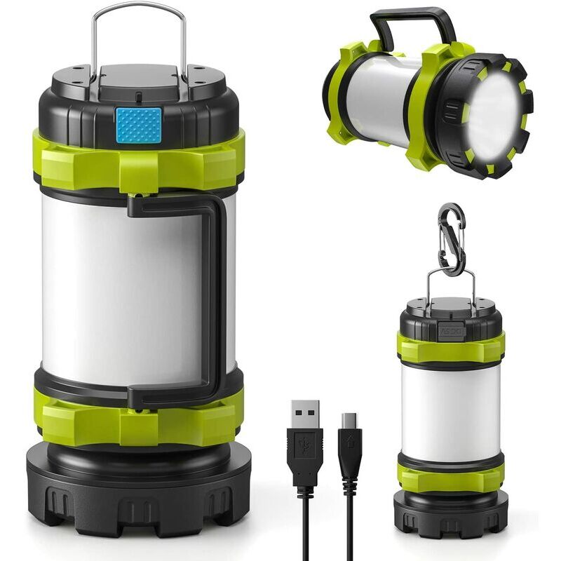 Lanterne de Camping led Rechargeable, 800mAh Power Bank Lampe de Camping, 4 Modes, IP65 étanche, 1200Lumen led Lanterne pour Camping, Excursions,