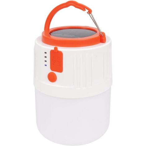 Lanterne de camping LED rechargeable, portable et solaire avec 5 modes d'éclairage, étanche IP44, 300 lumens [Classe énergétique - AquaForge]