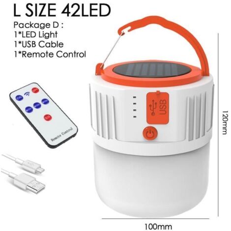 Lanterne de camping multifonctionnelle - Affichage charge solaire V66 + sortie + telecommande (42pcs 4 piles lithium) -A17
