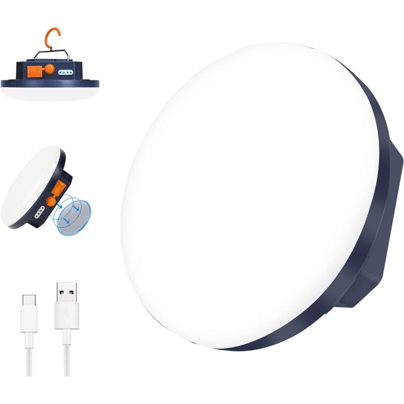 Lanterne de Camping Portable 7200mAh Power Bank, 500W Tente Lampe Rechargeable,IP65 Résistant à l'eau LED Lampe Camping, Travaux, Chasse, Pêche,