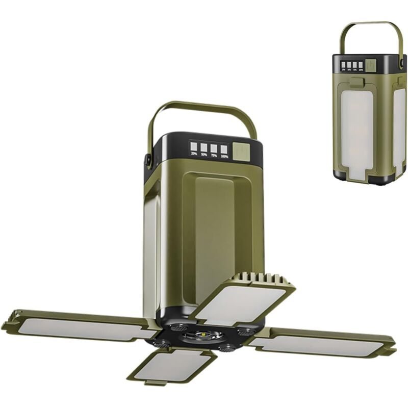 Lanterne de camping solaire LED portable, étanche IPX4, rechargeable avec batterie 2000 mAh, indicateur de charge LED et 6 modes d'éclairage. Lampe