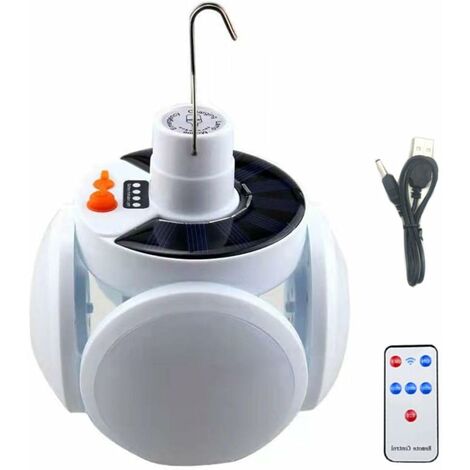 Lampe De Tente Solaire Pliable Double Face Avec Crochet - Lanterne Camping