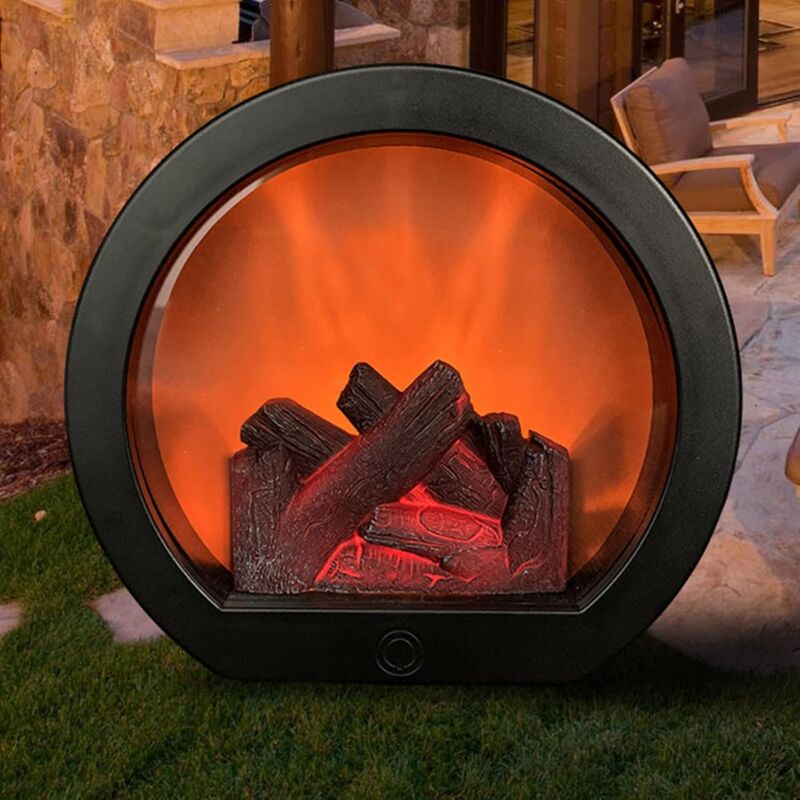 Lanterne de Cheminée led Faux Feu Flamme Lumière Bûche usb Charge/Fonctionne sur Batterie, Ornement de Bureau de Noël Bougie Sans Flamme pour