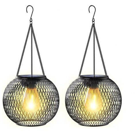 Lanterne de jardin d'une autonomie de 48 heures  Lampe solaire extérieure rétro en métal étanche IP65, avec détecteur de lumière  Idéale pour les pergolas, les cours, Noël et Halloween (lot de 1)