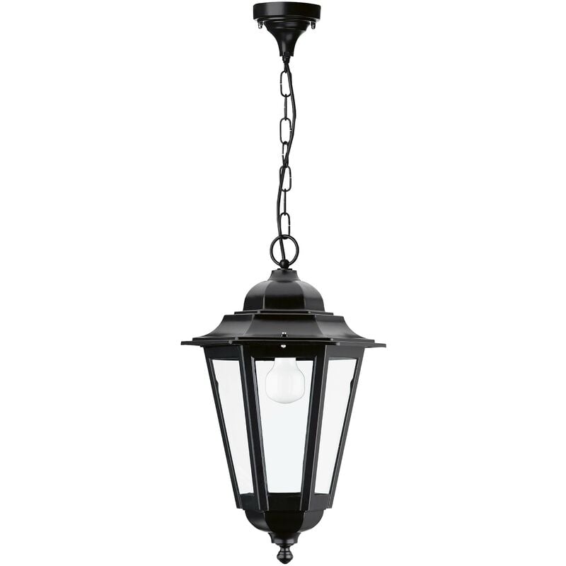 Suspension classique elite 6 IP44 E27 42W Verre transparent Noir