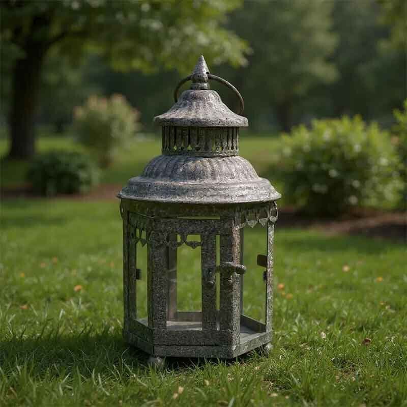 Lanterne de jardin en fer 14x14x24cm