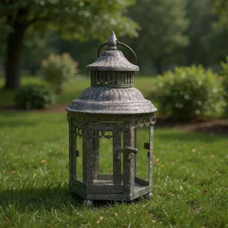 Lanterne de jardin en fer 14x14x24cm