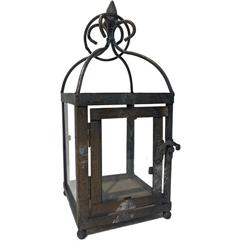 Lanterne de jardin fer gris 11x11x27cm