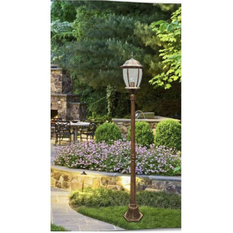 Lanterne De Jardin Verre E27 Lumière Extérieur Aluminium 178x24cm Bronze Es35