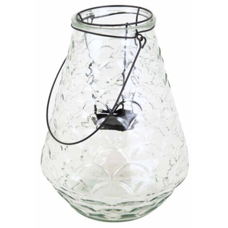 Lanterne Déco "Bleu Wave" 30cm Transparent