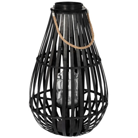 Lanterne Déco en Bambou "Goutte" 70cm Noir