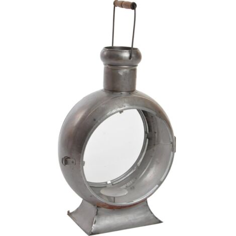 Lanterne déco rétro métallique pour charme d'intérieur - Argent vieilli
