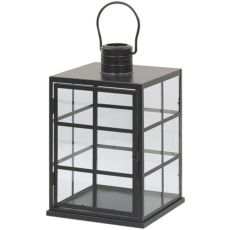 lanterne décoratives en forme de cages en métal noir pour intérieur et extérieur design minimaliste loft et industriel beliani noir