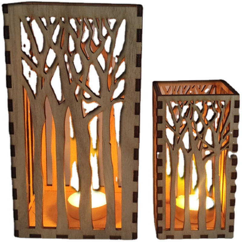Lanterne en bois ajourée à motif d'arbre, porte-bougie décoratif, romantique, pour maison, entrée, Table, Patio, balcon, jardin, ferme