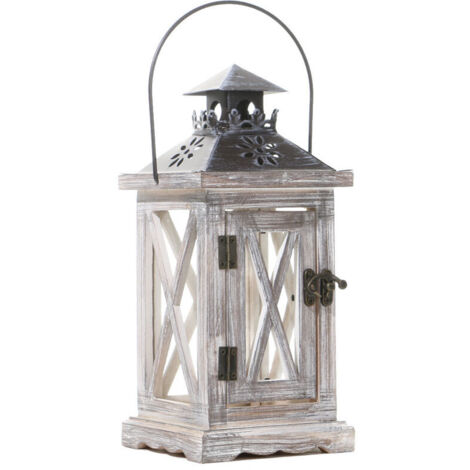 Lanterne en Bois Bougeoir Vintage Lanternes à Bougie Décorative pour Rustique Mariage Centre de Table Suspendu Lanterne Ferme Décor à la Maison Intérieur et Extérieur Lanterne Décor 28cm