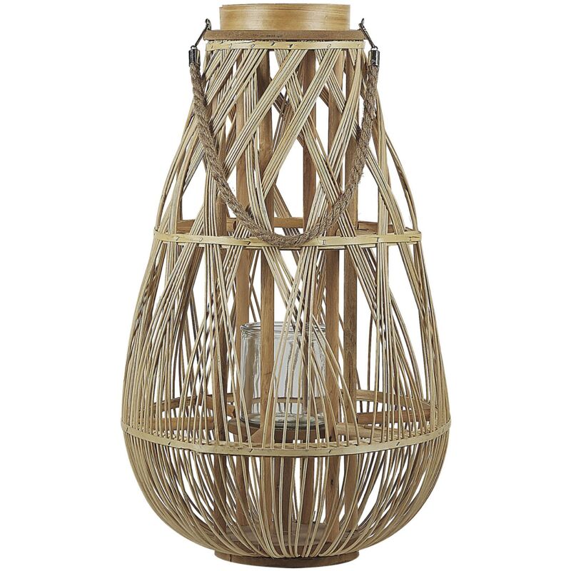 Beliani - Lanterne au Style Africain 56 cm de HauteurFabriqué en Bambou Naturel pour Extérieur et Intérieur Boho et Scandinave