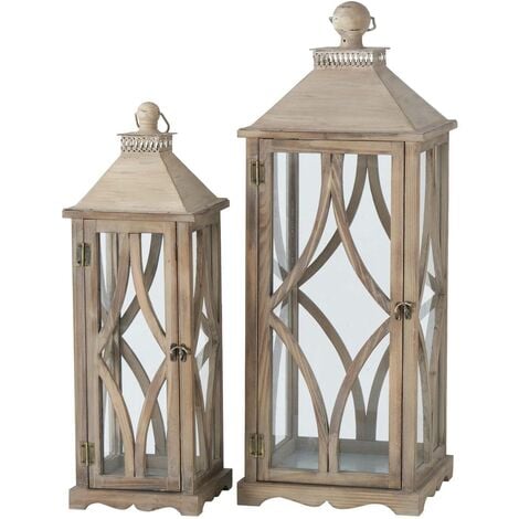BOLTZE GRUPPE Lanterne en bois KAROL, grande, lot de 2
