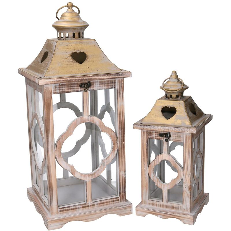 Webmarketpoint - Lanterne en bois naturel 1-2 cm21x21h50