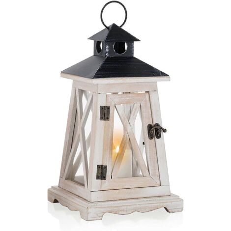 Lanterne en bois vintage, bougeoir décoratif, lanterne pour centre de table de mariage rustique