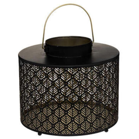Lanterne en Métal Ajouré "Palm" 25cm Noir
