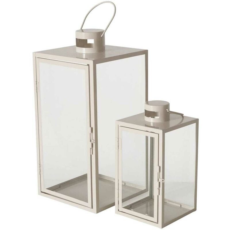 Boltze Gruppe - Lanterne en métal arania, beige, lot de 2