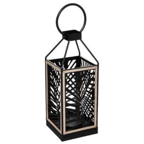 Lanterne en Métal Design "Feuillage" 38cm Noir