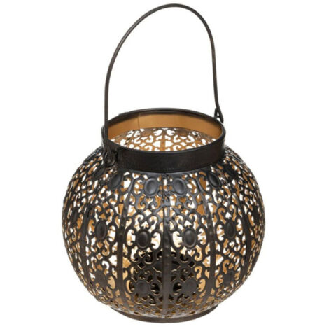Lanterne en Métal Ronde "Ajouré" 15cm Noir