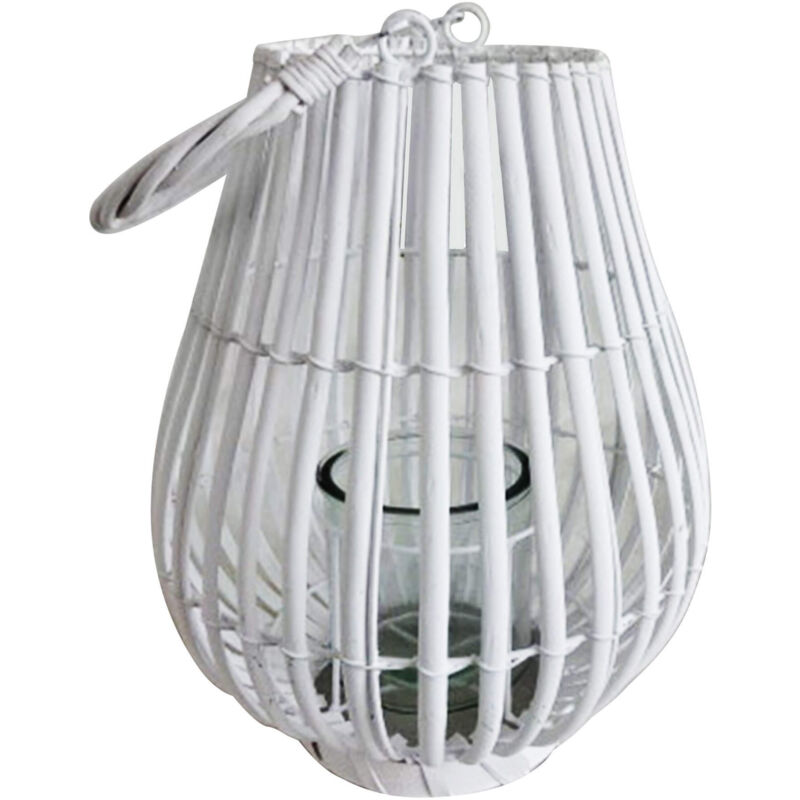 Lanterne en osier avec porte-verre de sélection de vin White
