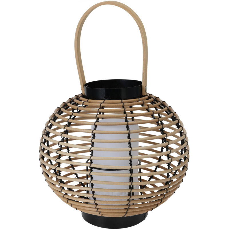 Lanterne en rotin avec poignée, led