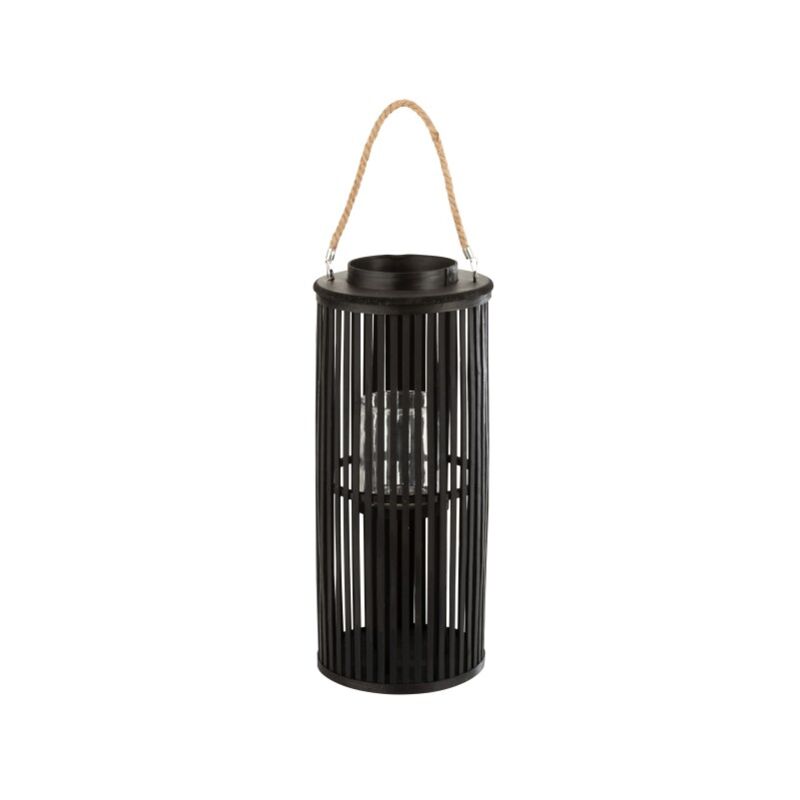 Jolipa - Lanterne cylindrique en bois noir 14x26x60 cm