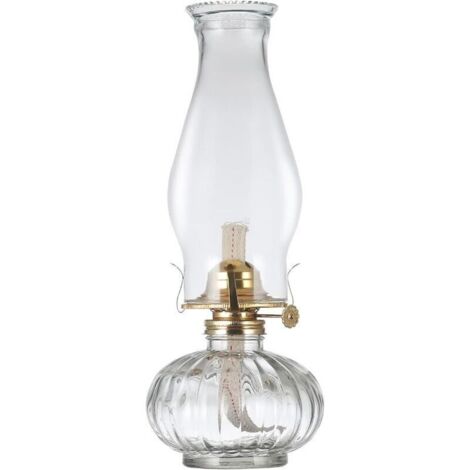 Lanterne en verre transparente à kérosène – Lampe vintage d’intérieur pour décoration chambre ou éclairage d’ambiance