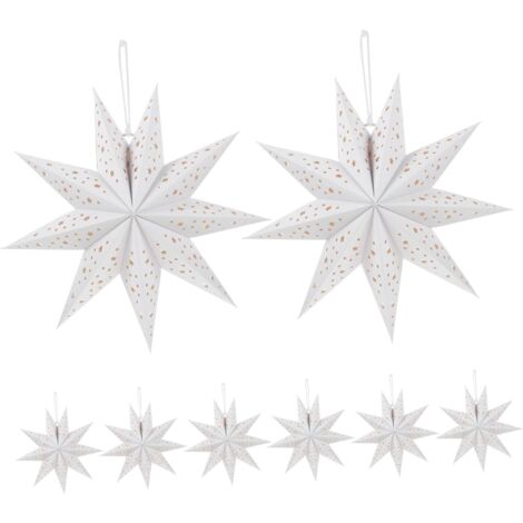 Lanterne Étoile Papier à Neuf Branches Suspension Décorative