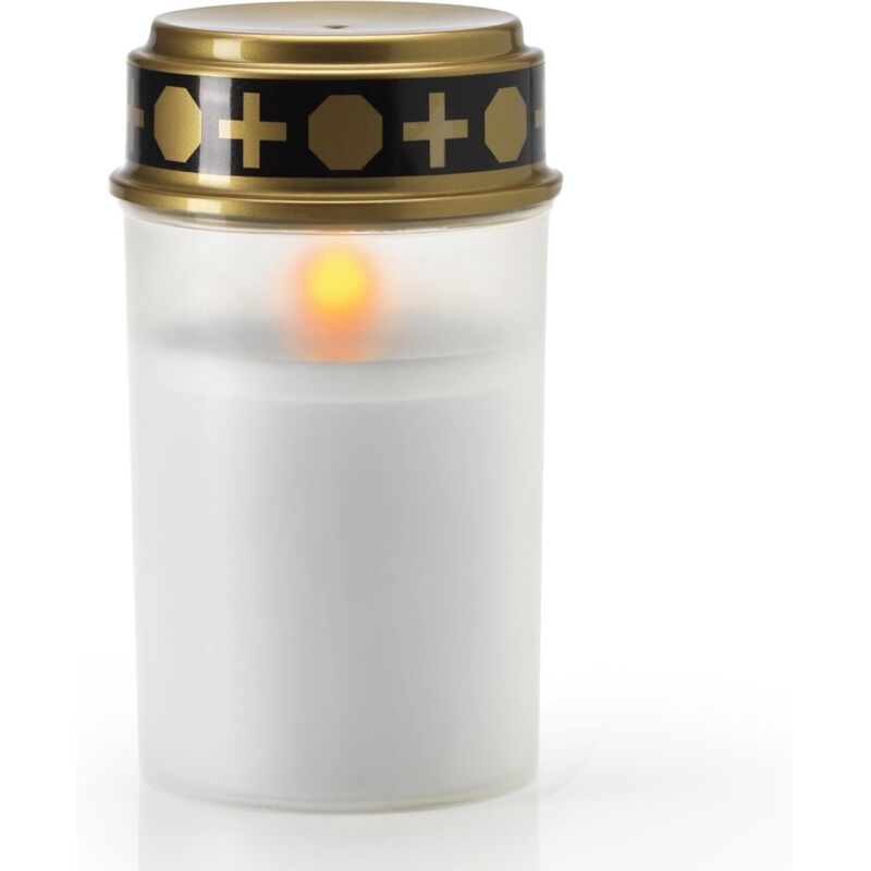Lanterne funéraire LED blanche avec batterie et durée d'éclairage jusqu'à 6 mois - Bougie funéraire LED avec effet vacillant réaliste