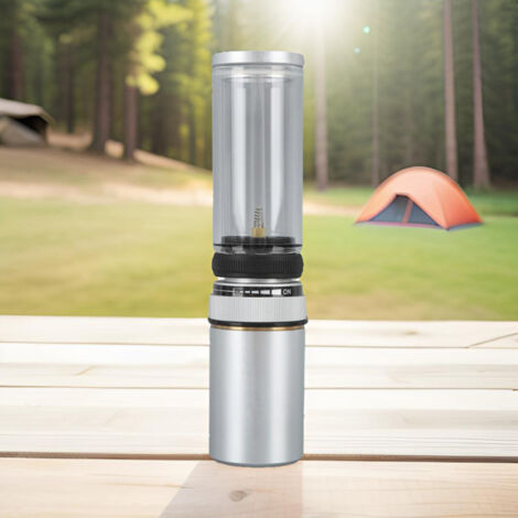 Lanterne Gaz Camping Multifonctionnelle Haute Lumière - Sécurisée Portative pour Plein Air - Alliage Aluminium, Verre, Silicone - 284g