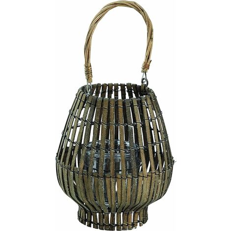 LANTERNE GRISE BAMBOU W/GLASS