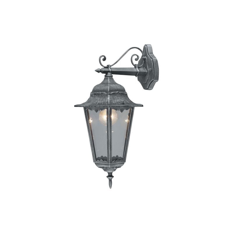 Lanterne Irlande avec bras en fonte d'aluminium peint en gris E'cran de protection en verre 43 cm h pour lampes d'exte'rieur 60 w