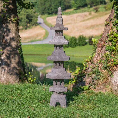 Lanterne japonaise pagode en pierre de lave 1.30 m - Gris