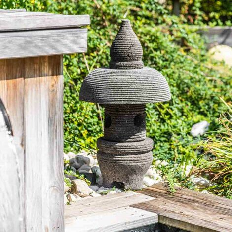 Lanterne japonnais en pierre de lave 55 cm jardin zen - Gris