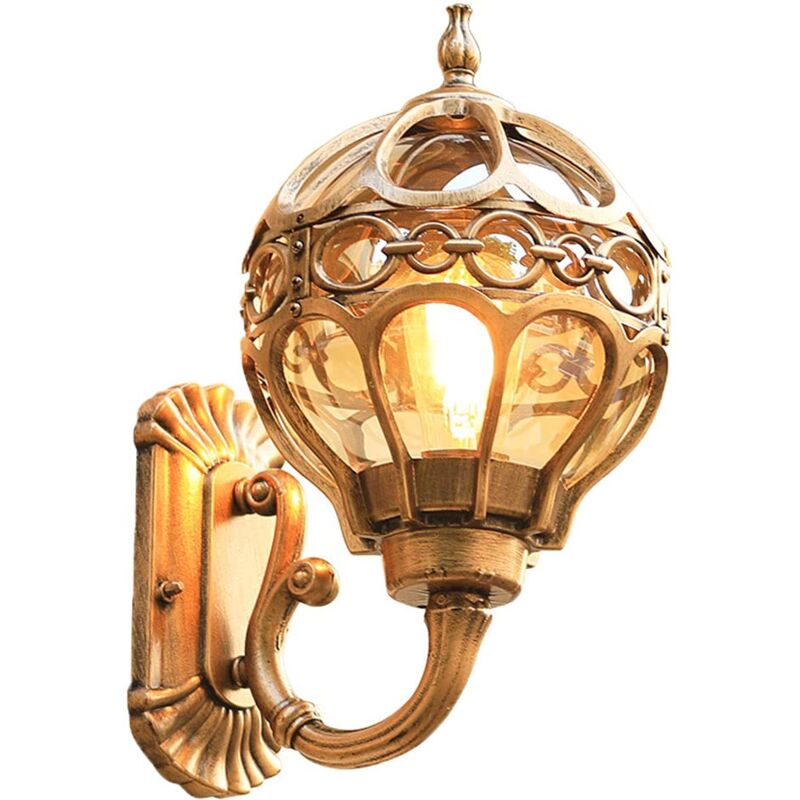 Lanterne Jardin Vintage ​applique Murale Extérieur, E27 Antique Lampe Murale étanche Avec Abat-jour En Verre Pour Extérieur, Rétro Lanterne