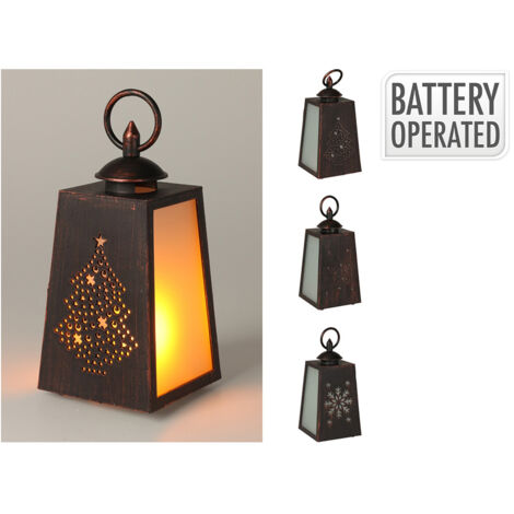 Lanterne Led Effet Flamme, Alimentée Par Batterie, 3 Modèles, 10x19cm. Basics